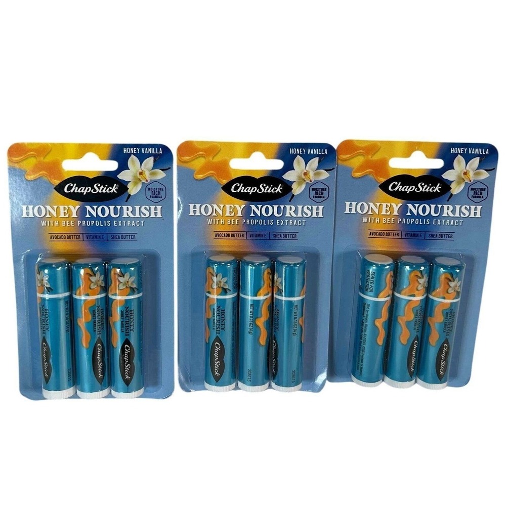 9pk ChapStick Honey Nourish Lip Balm Honey Vanilla Bee Propolis Avocado Butter
